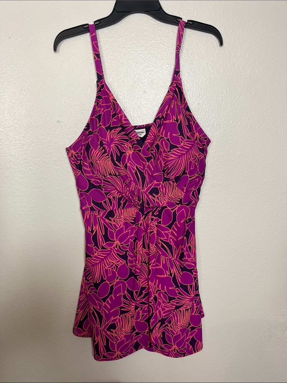 Lands' End Purple & Pink Floral One-Piece Swimdress